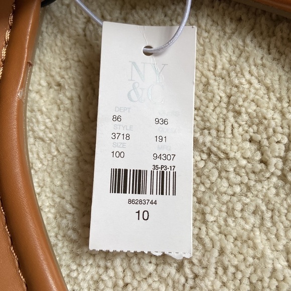 🐍 𝅺NYC New York and Company Faux Snakeskin Slide Sandals Tan Size 10 NWT - Picture 8 of 10